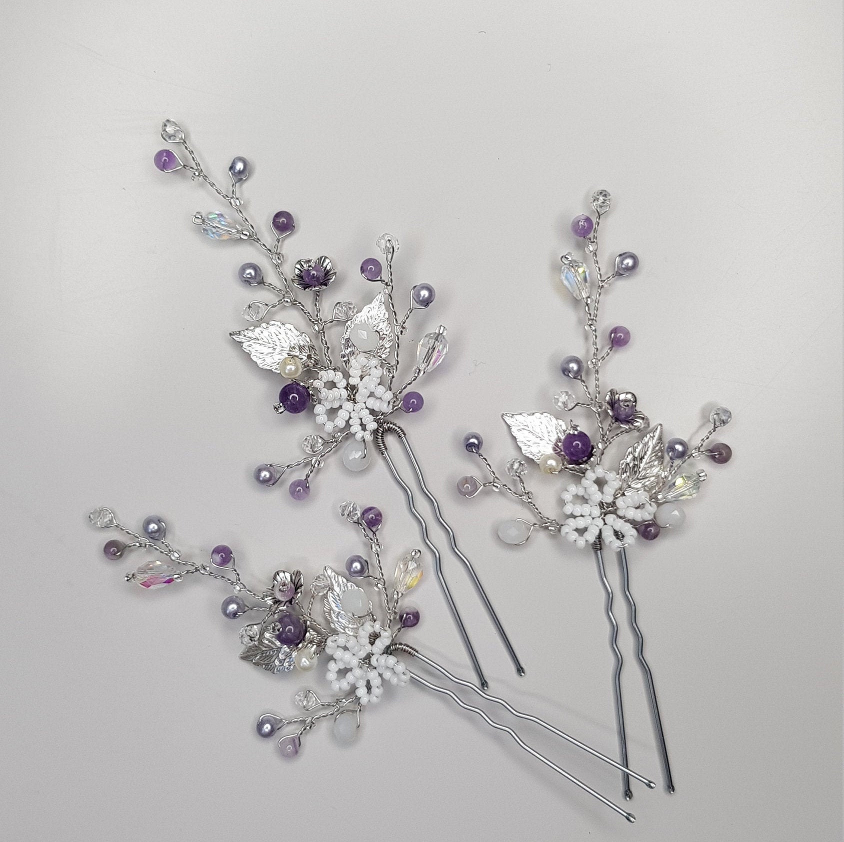 Amethyst Hair Pin Purple Hair Pins Bridal Hair Pin Boho Etsy