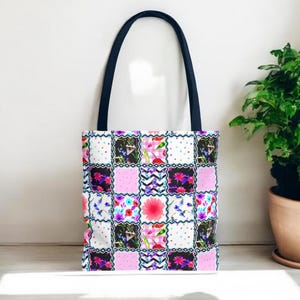 Grandma Chic Tote Bag, Floral Patchwork Tote, Vibrant Tote Bag, Colorful Tote, Boho Tote, Market Tote Bag