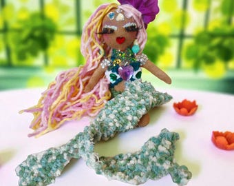 Handmade Mini Mermaid Plush Doll: Quirky Collectible