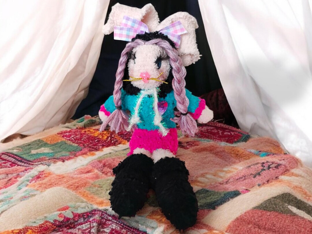 Handmade Rachel Rabbit Sock Doll: Vintage Button Eyes, Floppy Ears - Etsy