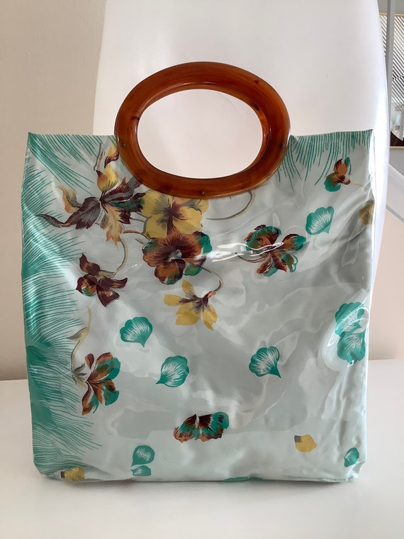 JR Florida Vinyl & Lucite Handle Floral Bag