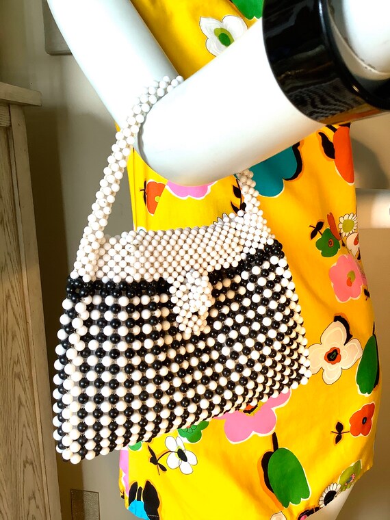 Black & White 1960s Fab Beaded Bag