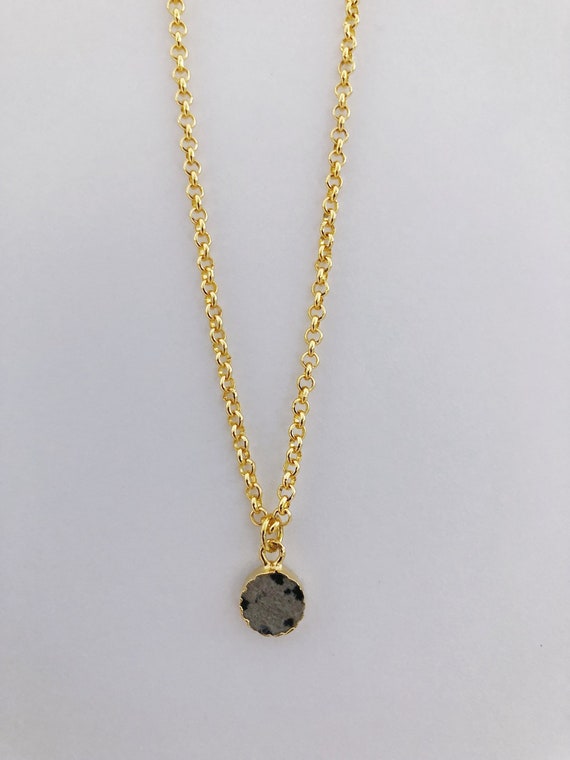 Gold Small Circle Pendant Necklace 22K Gold Plated Small Etsy