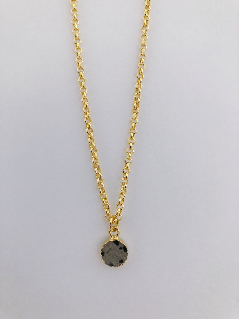Gold Small Circle Pendant Necklace 22K Gold Plated Small Etsy