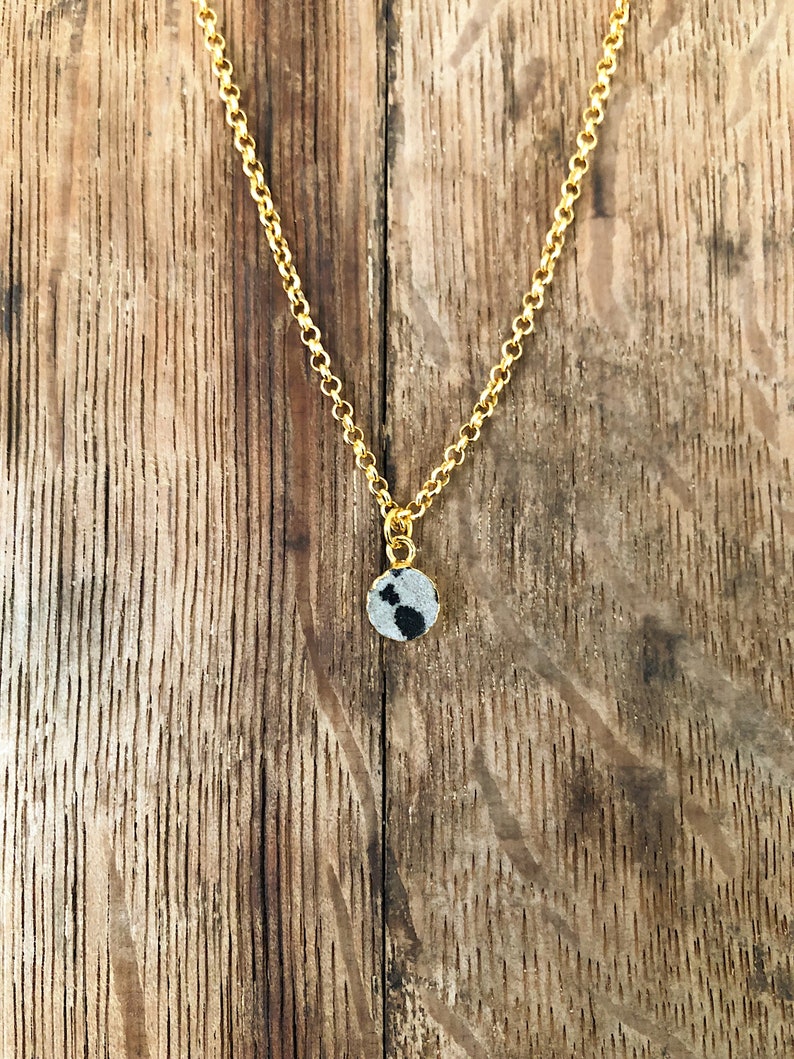 Gold Small Circle Pendant Necklace 22K Gold Plated Small Etsy