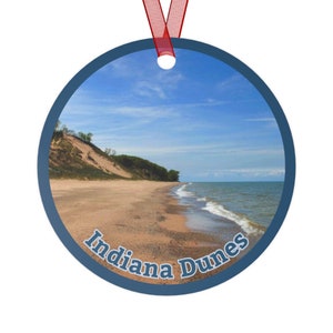 Indiana Dunes National Park Keepsake Ornament, Can be Personalized, Metal Ornament