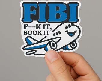 FIBI Funny Travel Sticker: Retro Airplane Vinyl Decal -