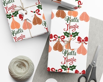 Jingle Balls Funny Wrapping paper Adult Christmas Gift Wrap Paper Naughty gift paper