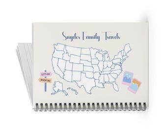 Personalized Family Travel Journal: Color-In US Map Spiral Notebook