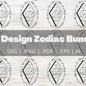 Pacote SVG de signos do zodíaco e constelações, clipart de símbolos de horóscopo e astrologia para Cricut