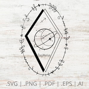 Sagittarius Zodiac Sign and Constellation SVG, Horoscope and Astrology Symbol Clipart for Cricut