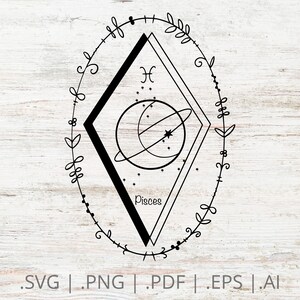 Pisces Zodiac Sign and Constellation SVG, Horoscope and Astrology Symbol Clipart for Cricut
