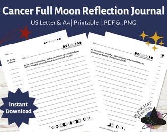 Full Moon in Cancer Journal Prompts: Digital and Printable Astrology Prompt PDF