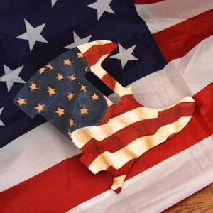 Custom Pickguard for Telecaster - Patriot Leather Telecaster Pickguard With Carved USA Flag