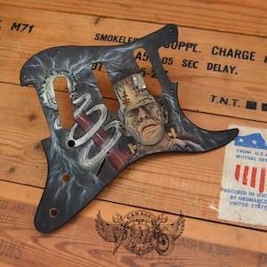 Custom Pickguard for Stratocaster - Leather Frankenstein&#39;s Monster Stratocaster Pickguard