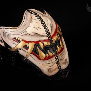 Half Face Motorcycle Leather Mask / Leather Biker Mask / Leather Hannya Mask / Wind Protection Mask
