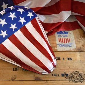 Custom Motorcycle Bobber Seat - Unique Captain America Tooled Leather Motorcycle Bobber Seat With US Flag