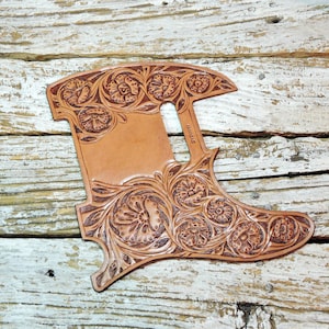 Custom Pickguard for Telecaster - Western Leather Telecaster Pickguard With Sheridan Floral Carving And Antique Finish