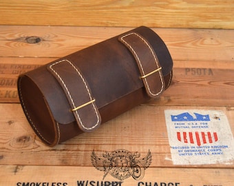 Bolsa de ferramentas de couro para motocicleta / Bolsa de couro para ferramentas de motocicleta / Bolsa de garfo de couro para motocicleta / Acessórios de couro para motocicleta Crazy Horse