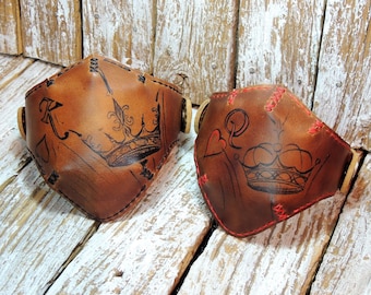 Leather Face Mask For Motorcycles / Leather Motorcycle Face Mask / Leather Half Face Biker Mask / Wind Protection Mask / King and Queen Mask