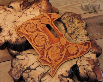 Custom Pickguard for Telecaster - Western Leather Telecaster Pickguard With Sheridan Floral Carving