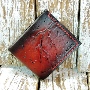 Cartera de cuero con herramientas a mano / Cartera de cuero hecha a mano / Cartera de cuero de los hombres / Cartera de cuero tallada a mano