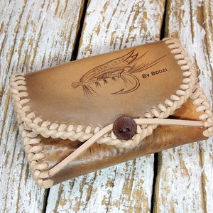 Fliegen Fischen Brieftasche / Leder Geldbörse für Fliegen / fliegen Brieftasche Leder / Fliegenfischen Fall