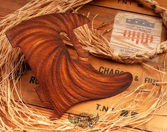 Custom Pickguard for Telecaster - Leather Telecaster Pickguard With Carved Spiral Colored In Brown Variations