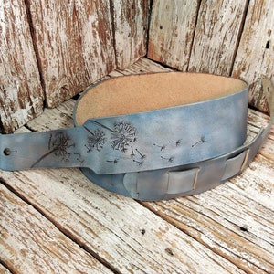 Adjustable Carved Leather Guitar Strap / Hand Tooled Guitar Strap / Carved Leather Strap / Acoustic, Electric Guitar Strap