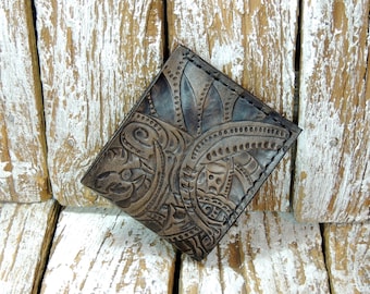 Hand-tooled Leather Wallet / Handmade Leather Wallet / Men's Leather Wallet / Hand-carved Leather Wallet