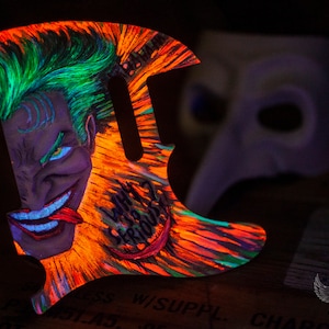 Pickguard personalizado para Telecaster - Pickguard Telecaster de couro fluorescente com o Joker em cores fluorescentes