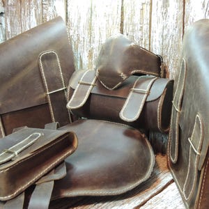 Motorcycle Saddlebags / Leather Saddlebags / Leather Motorcycle Set / Motorcycle Solo Seat / Leather Saddle Bags / Motorcycle Accessories
