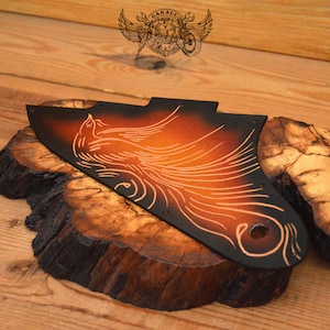 Custom Pickguard for Gibson Firebird Studio - Sunburst Unique Leather Les Paul Pickguard With Carved Phoenix