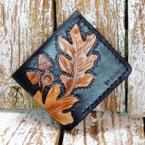 Cartera de cuero con herramientas a mano / Cartera de cuero hecha a mano / Cartera de cuero de los hombres / Cartera de cuero tallada a mano