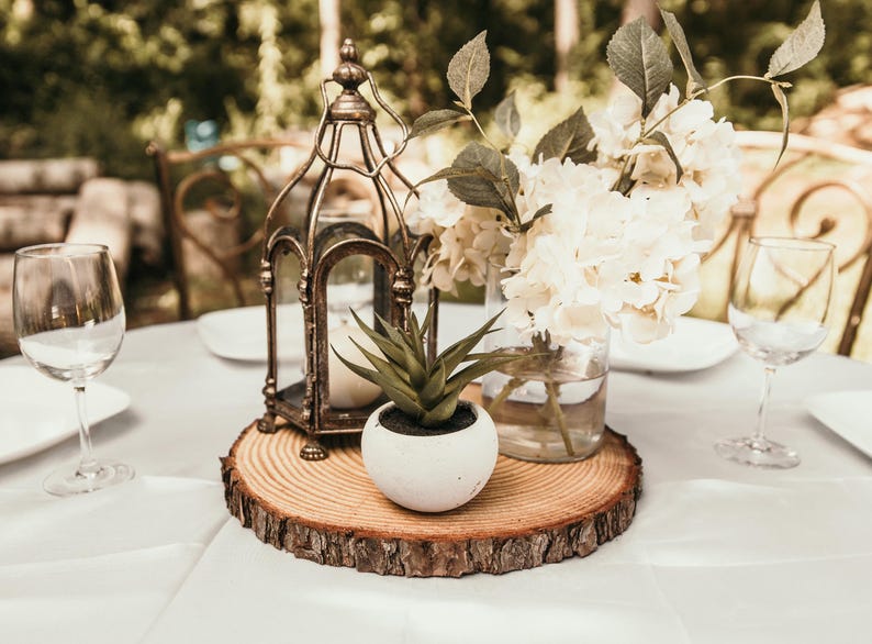 Juego de rodajas de madera para centros de mesa • Centros de mesa para bodas • Centros de mesa para baby shower • Decoración de mesas • Centros de mesa rústicos para fiestas y eventos imagen 4