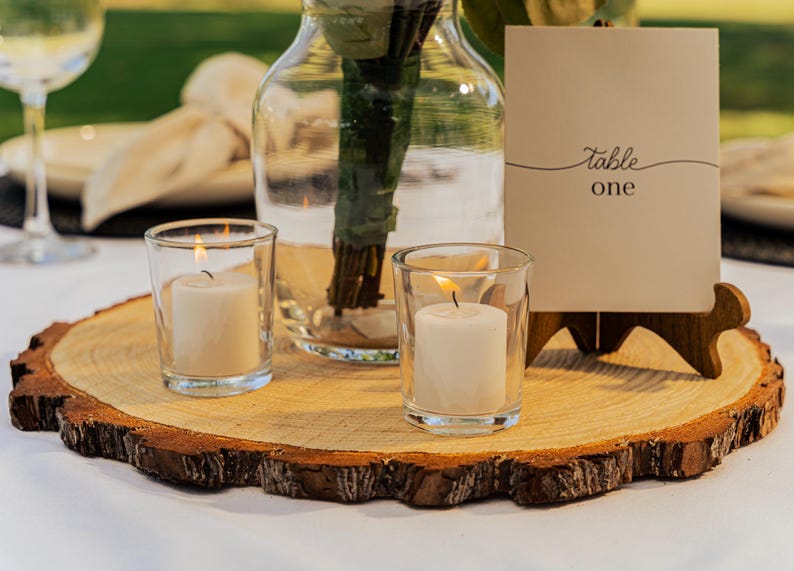 Juego de rodajas de madera para centros de mesa • Centros de mesa para bodas • Centros de mesa para baby shower • Decoración de mesas • Centros de mesa rústicos para fiestas y eventos imagen 9