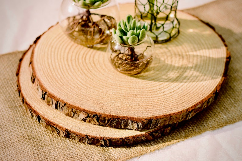 Set of 10-11 inch wood slices, wood slabs, wood slice centerpieces, wood slab centerpieces, wood slice centerpieces, rustic wedding decor image 4