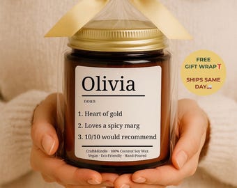 Personalized Name Definition Candle • Friend Christmas Gift • Custom Name Candle • Gift for Her • Gift for Him • Premium Coconut Soy Candle