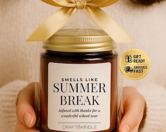 Summer Break Teacher Gift Candle, End of School Year Gift Candle, Teacher Appreciation Gift, Thank You Teacher Gift, Bulk Teacher Gifts