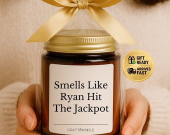 He Hit The Jackpot Personalized Engagement Candle, Funny Engagement Gifts For Couple, Future Mrs Gift Bride To Be Congratulations Gift
