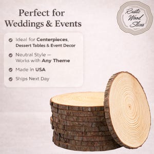 Juego de rodajas de madera para centros de mesa • Centros de mesa para bodas • Centros de mesa para baby shower • Decoración de mesas • Centros de mesa rústicos para fiestas y eventos imagen 2