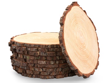 Rodajas de madera extragrandes (33-35 cm): centros de mesa rústicos para bodas, bajoplatos para bodas y fiestas.
