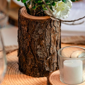 Real wood log vases Wooden vases for flowers, wedding vases, rustic wedding centerpieces, rustic wedding decor, wedding table centerpiece image 2
