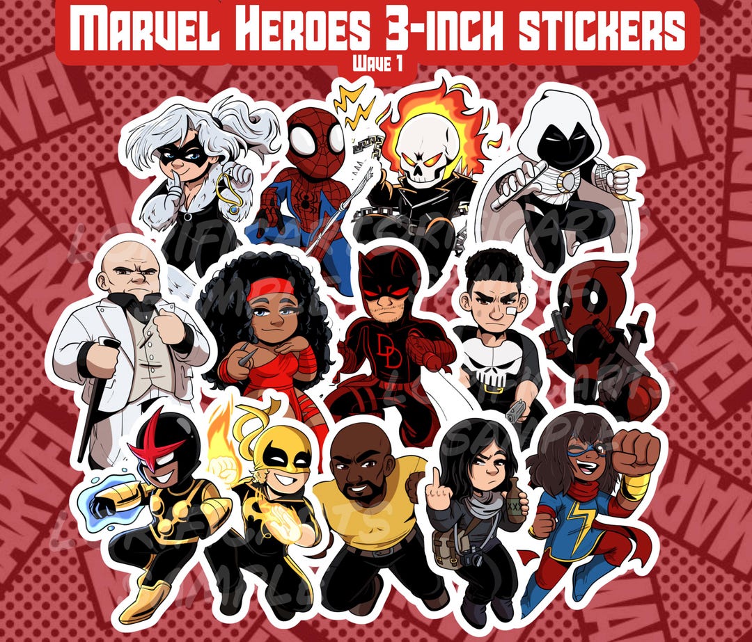 Marvel Rectangle Sticker Marvel Heroes - Wave 1 - 3-inch Stickers - Etsy
