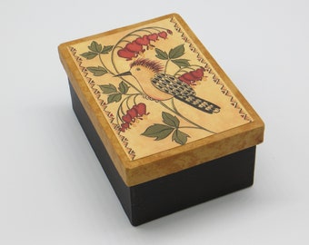 Woodpecker on Bleeding Heart Vine- Small Paper Mache Box