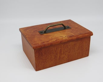 Vinegar Grained Small Wood Box with Lift off Lid