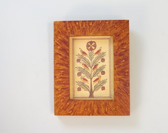 Tree of Birds Fraktur In Vinegar Grained Frame