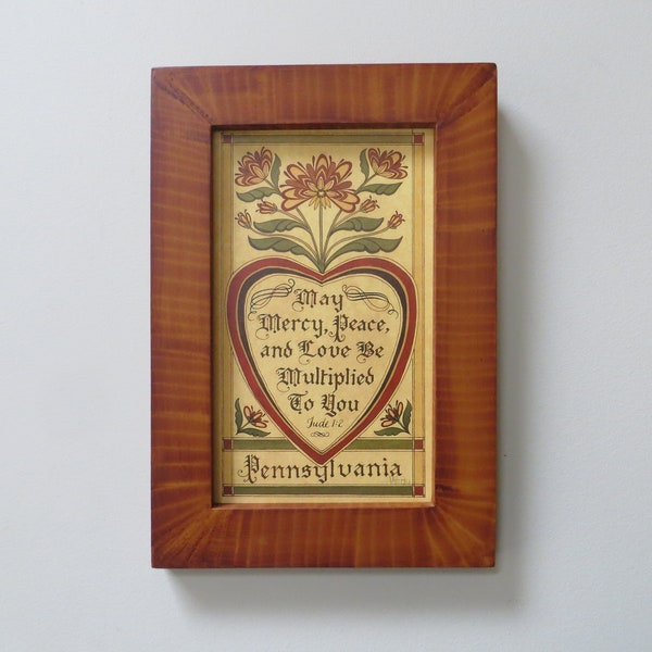 Pennsylvania Fraktur Blessing in Vinegar Grained Frame