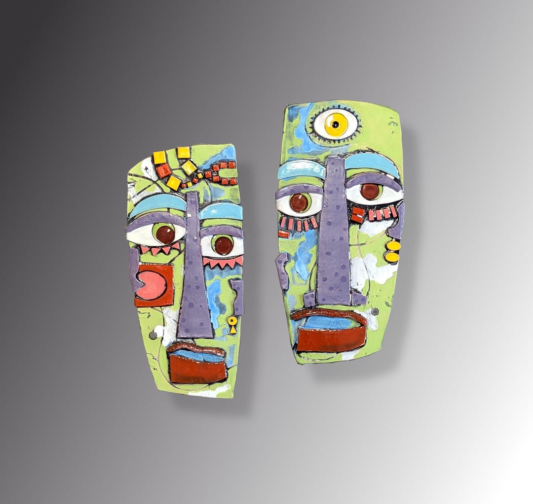 Abstract Colorful Face Art Mask Set Handmade Ceramic Wall Decor - Etsy