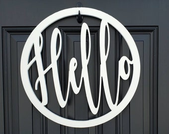 Hello door sign, Hello door hanger, Hello weatherproof door hanger for front door, Year round door hanger, everyday door hanger,housewarming